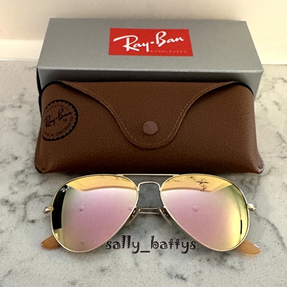 Ray-Ban (Store Display) Aviator Reflective Copper Rose Gold RB3025 Pink Mirror - Picture 11 of 15